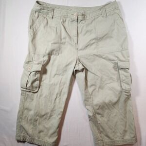 Tabi Cargo Capri Pants Sage Green Khaki Utility Cropped 14 Petite